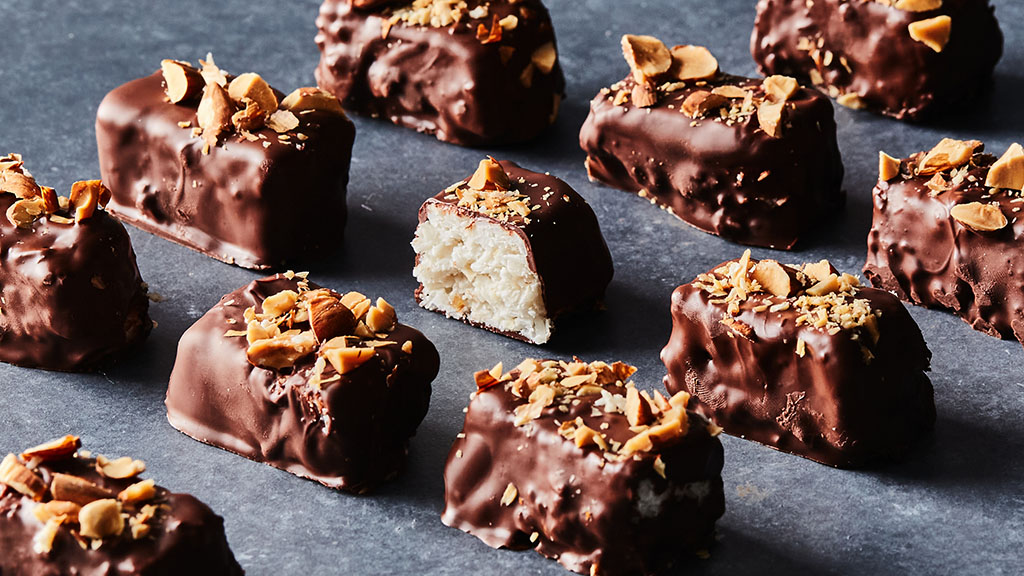 Chocolate covered almond coconut bars